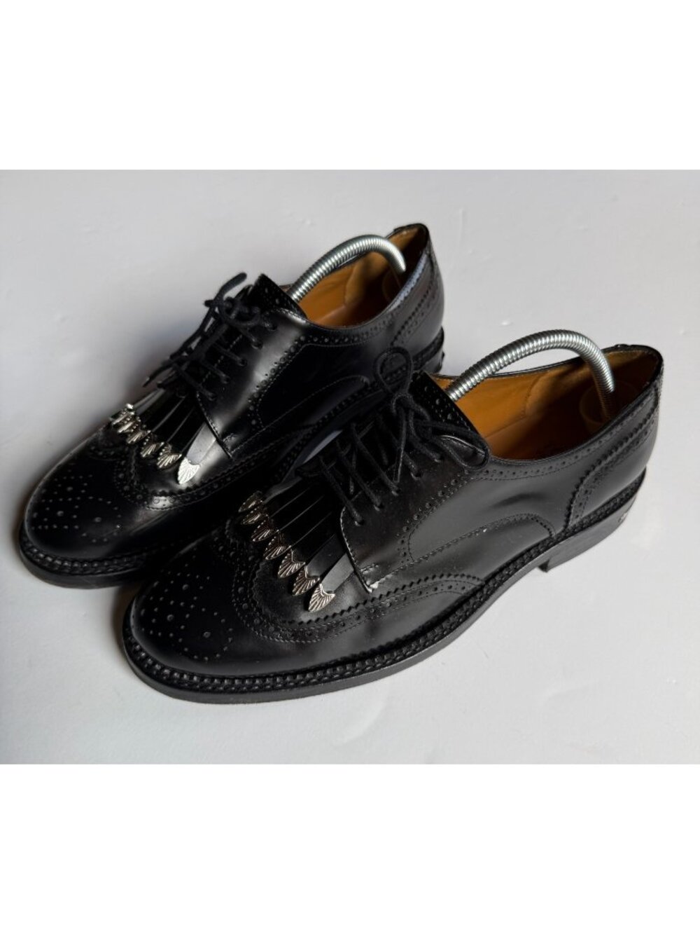 TOGA VIRILIS Black Polido Brogue Leather Dress Shoes - AJ855 - US 10/ EU 43